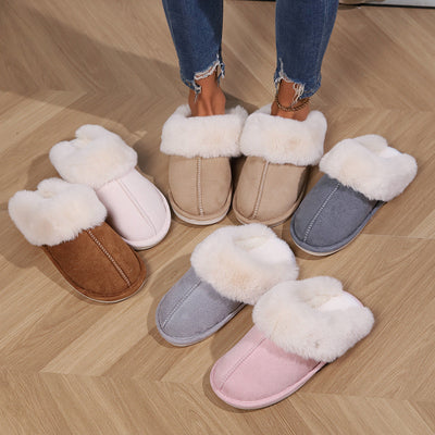 Pantoufles/Chaussons en Daim et Fourrure pour Femmes - Luxe et Chaleur