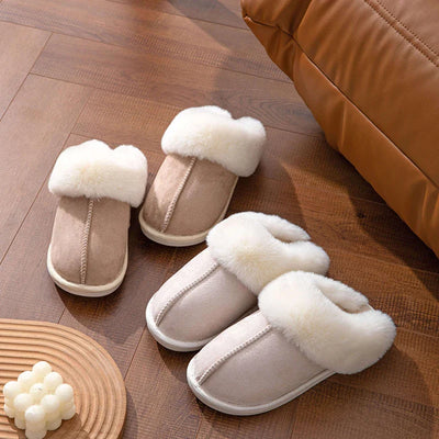 Pantoufles/Chaussons en Daim et Fourrure pour Femmes - Luxe et Chaleur