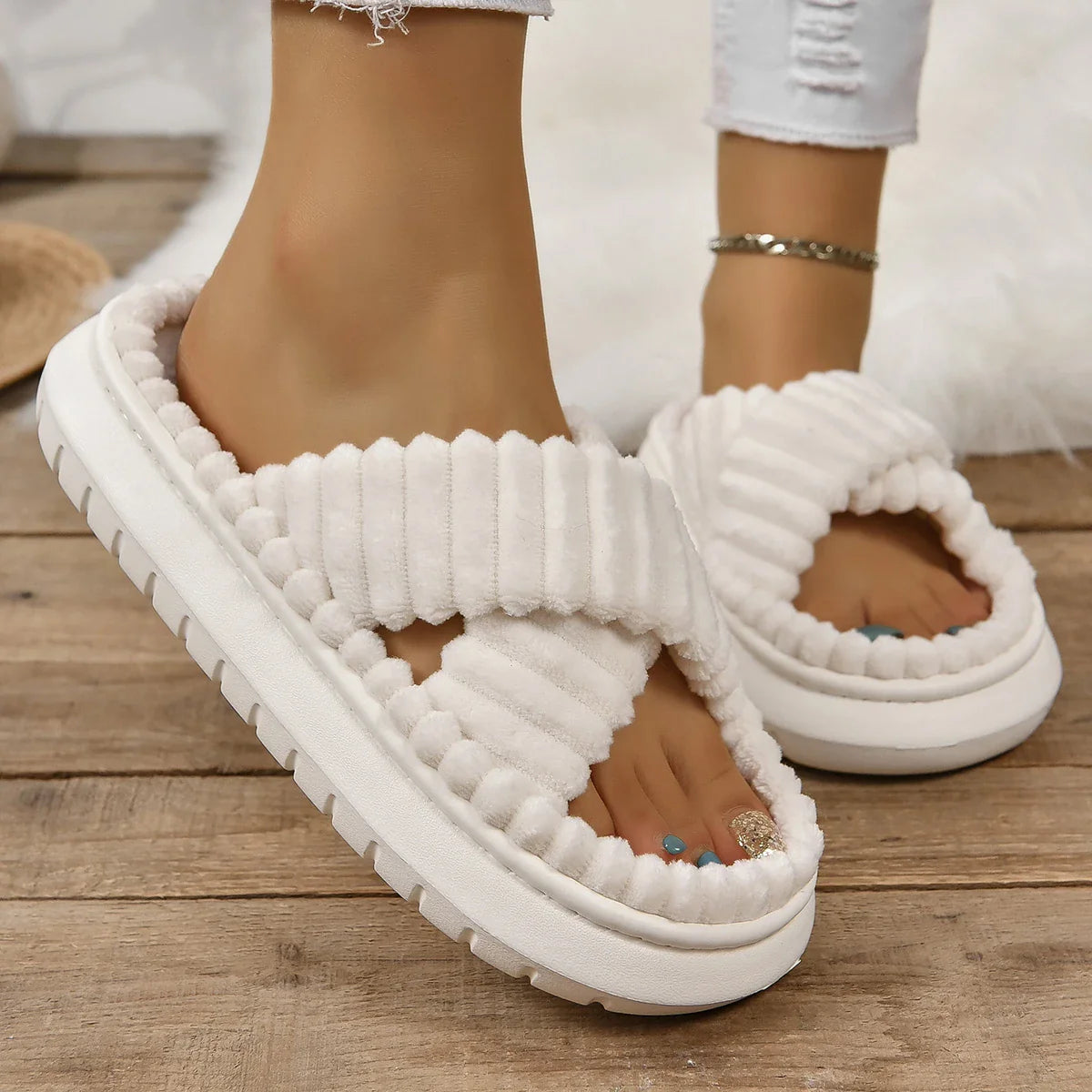 Pantoufles/Chaussons d'Hiver pour Femmes - Velours