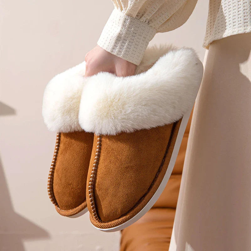 Pantoufles/Chaussons en Daim et Fourrure pour Femmes - Luxe et Chaleur