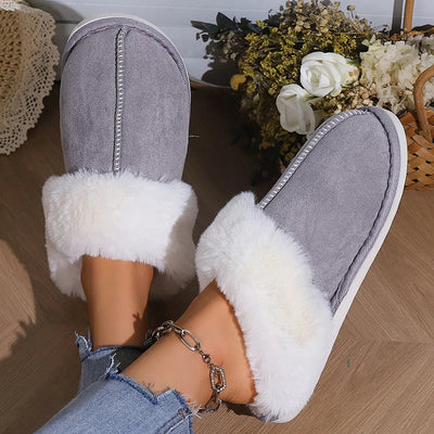 Pantoufles/Chaussons en Daim et Fourrure pour Femmes - Luxe et Chaleur