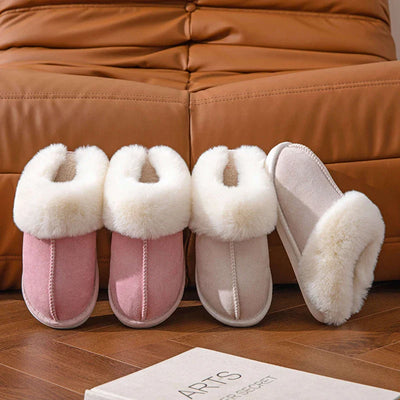 Pantoufles/Chaussons en Daim et Fourrure pour Femmes - Luxe et Chaleur