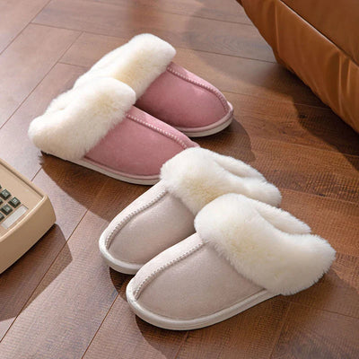 Pantoufles/Chaussons en Daim et Fourrure pour Femmes - Luxe et Chaleur
